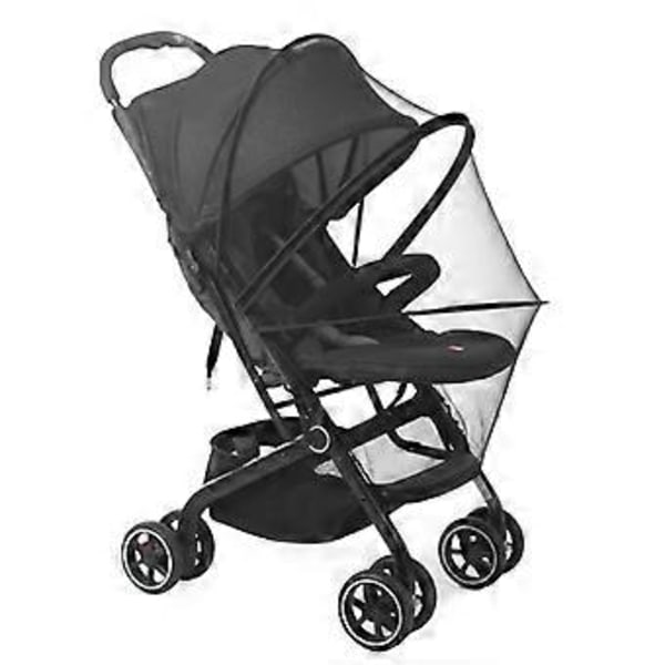 Baby Klapvogn Myggenet Universal Lynlås Foldbart Klapvognsnet Stort Myggenet Sort Kant Sort Net