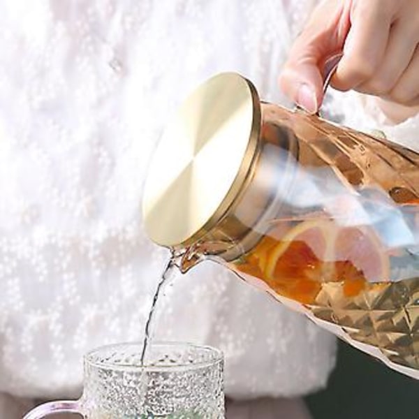 1,6 l Glasskanne med lokk, for iste, varm te, melk og mer