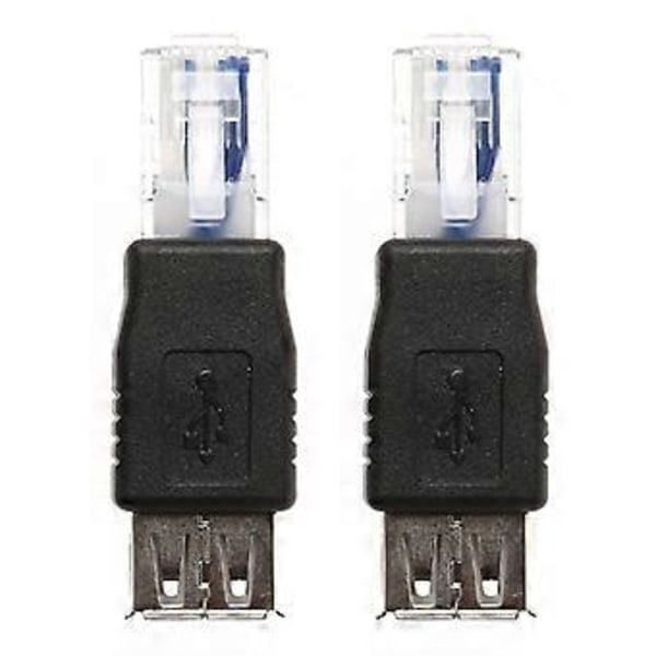 2st USB Typ A Hona Till Ethernet Internet RJ45 Hane Kontakt Konverter Adapter