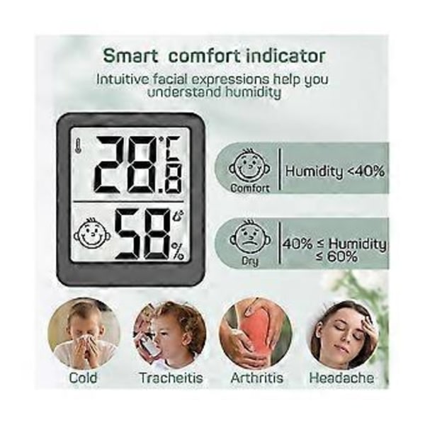 LCD Digitalt Termometer Hygrometer Innendørs Rom Elektronisk Temperatur Fuktighetsmåler Sensor Måler W