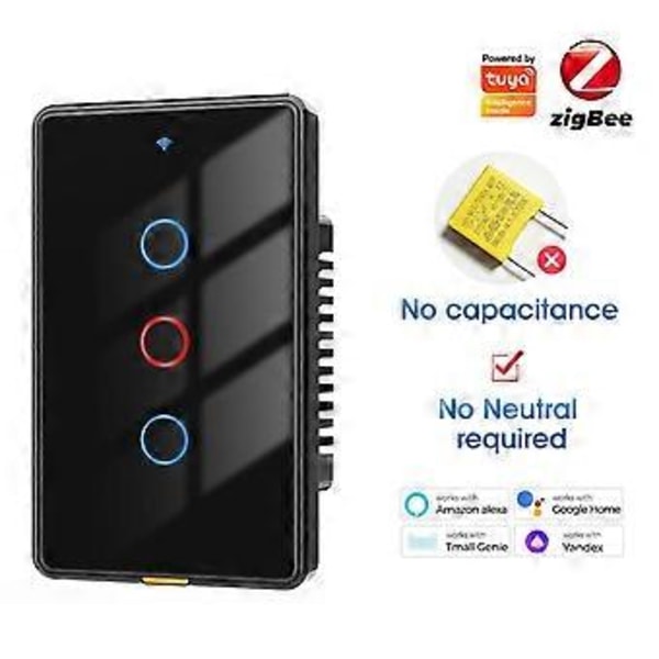 Tuya Zigbee Smart Switch Home Magnetisk Relæ Væg Touch Switch Fjernbetjening Stemmestyring Timer Wifi Switch