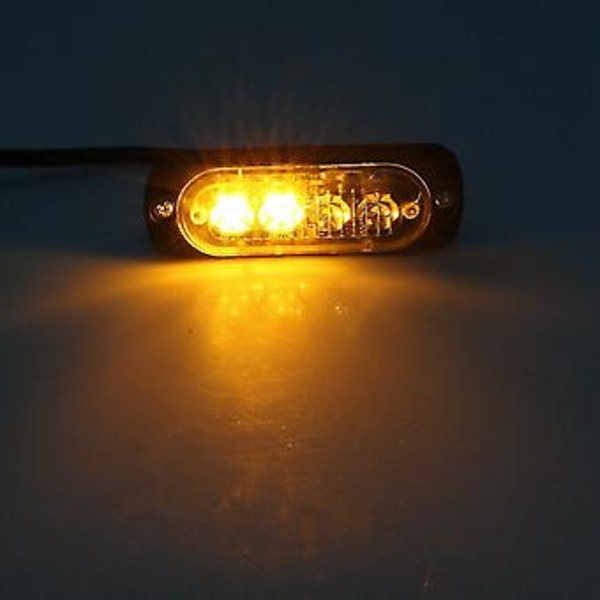4 stk. 4 LED Amber Recovery Strobelys 12v 24v Oransje Grill Havari Blinkende