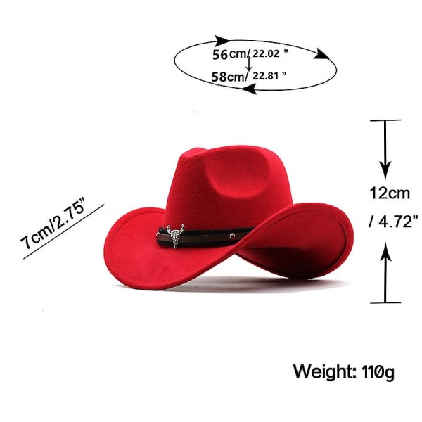 Metal Cow Head Standard Western Cowboy Hat Wool Jazz Hat Felt Hat Men And Women Hat