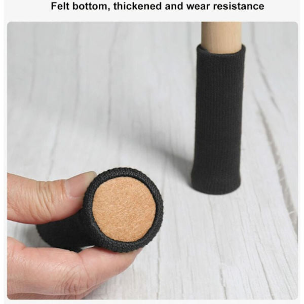 20 stk. Elastiske polyester filt bordben beskyttende cover stolben gulvbeskytter cover til hjemmet (ren sort)
