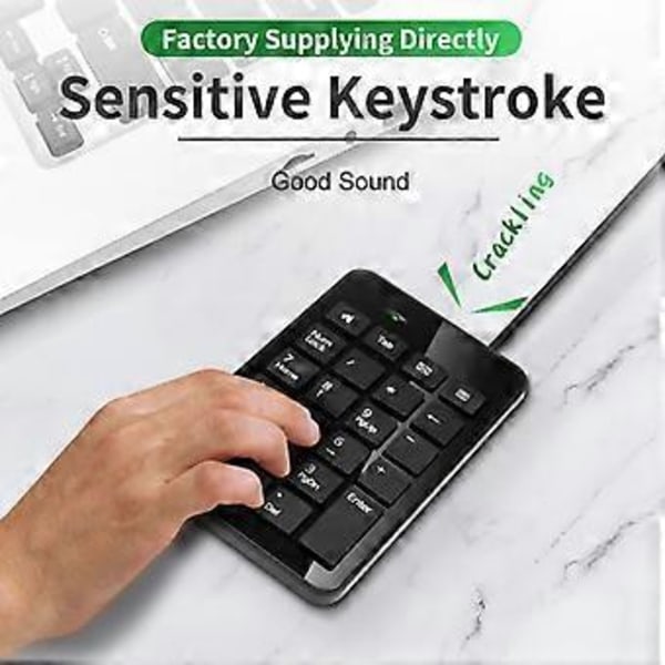 USB Kablet Digitalt Numerisk Tastatur Numpad 23 Taster Nummertastaturer til Regnskab Kasserer Laptop Notebook Tablets