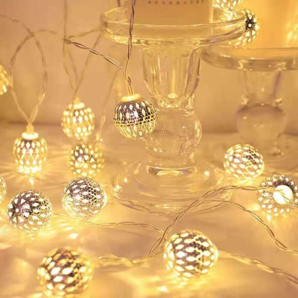 Marokkansk lampe, LED-lysgirlander, juledekorasjon, innvendig lysgirlander, 3 meter 20 LED varm hvit orientalsk dekorasjon