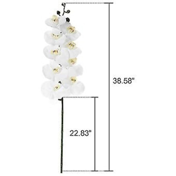 2 st 96 cm Konstgjorda Real Contact Orkidéblommor 9 huvuden Latex Phalaenopsis Stjälkar För DIY Bröllop