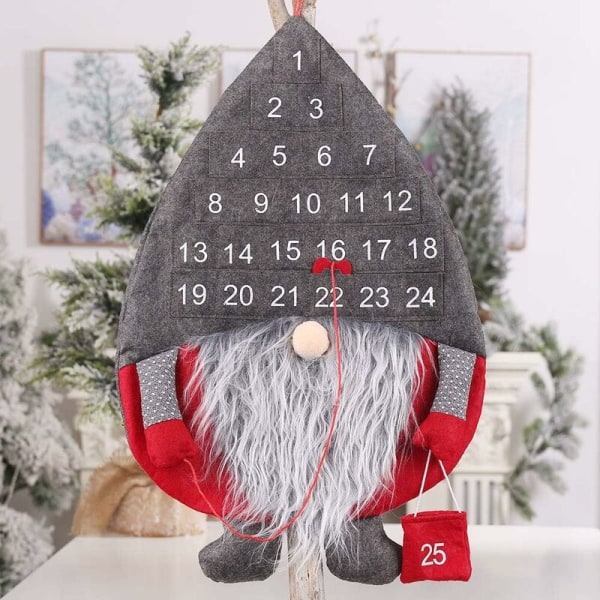 Julkalender, 2022 Jul Nedräkningskalender med Svenska Tomte Jultomte och 25 Dagars Fack för Jul Hem Dörr Vägg