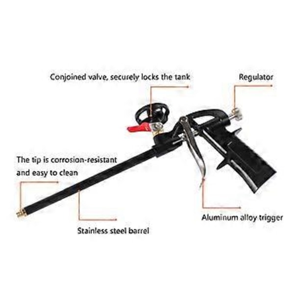 Professionel Skumpistol Ekspanderende Fugemasse Applikator Aluminium Legering Hus
