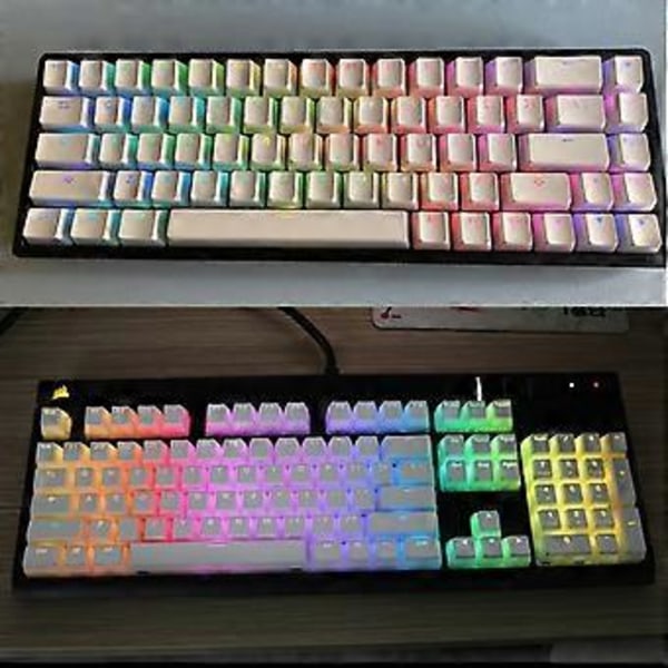 143-tasters RGB Keycap PBT Pudding Dobbel Hud Melkeskudd Bakgrunnsbelyst Taster for ANSI for Corsair K70 K65 K6 GH60 GK64