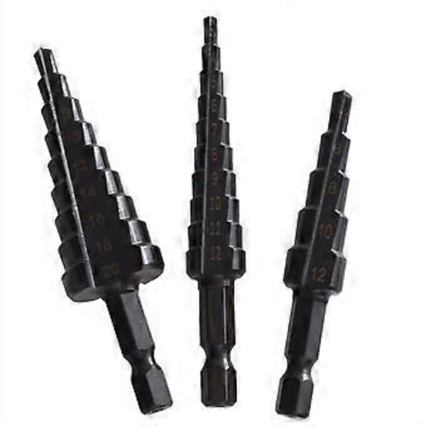 4 st 3-12 4-12 4-20mm HSS Rakt Spår Stegborr Nitrid Twist Borr Trä Metall Hålsåg Kärnborrverktyg