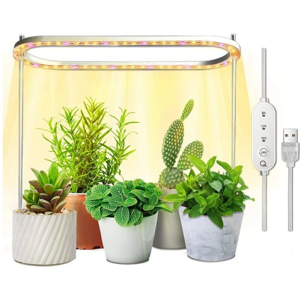 Grow Lights for innendørs planter, 50 Spectrum LED Grow Lights med gule lys, Høydejusterbar Halo Grow Light