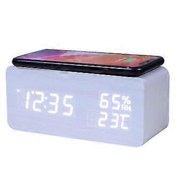 Digital Väckarklocka, Temperatur- och Luftfuktighetslarm LED Elektronisk Klocka Smartphone Trådlös