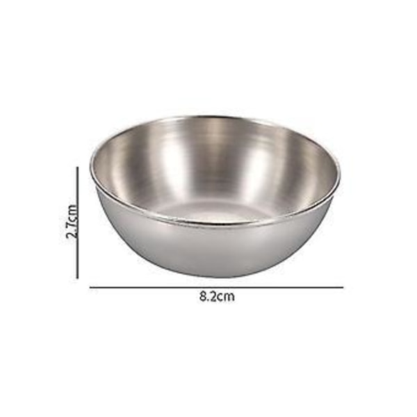 Sæt med 8 Snack Skåle, saucer af rustfrit stål, Blandeskåle, Mini Appetizer Tallerkener (4-d-w)
