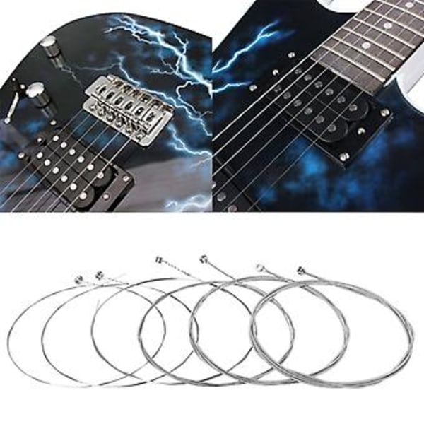 6 stk. Gitarstrenger Erstatning Stålstreng for Elektrisk Gitar Nybegynnere