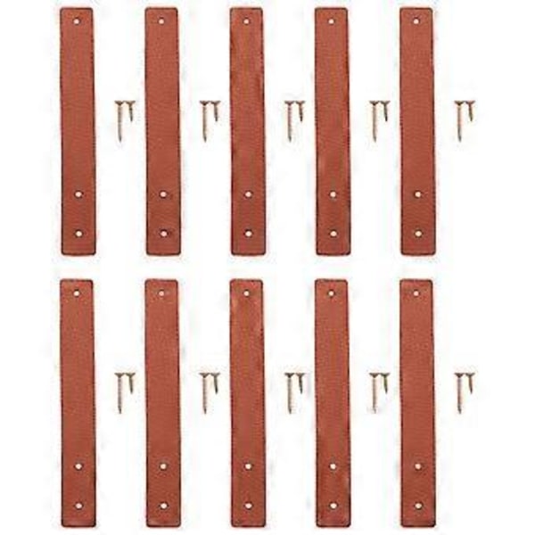 10 stk. Veggkroker, PU-skinn gardinstangholder, Skinnstropper for oppheng Brakett DIY Hjemmelagring Krok Vegg Boho Brun