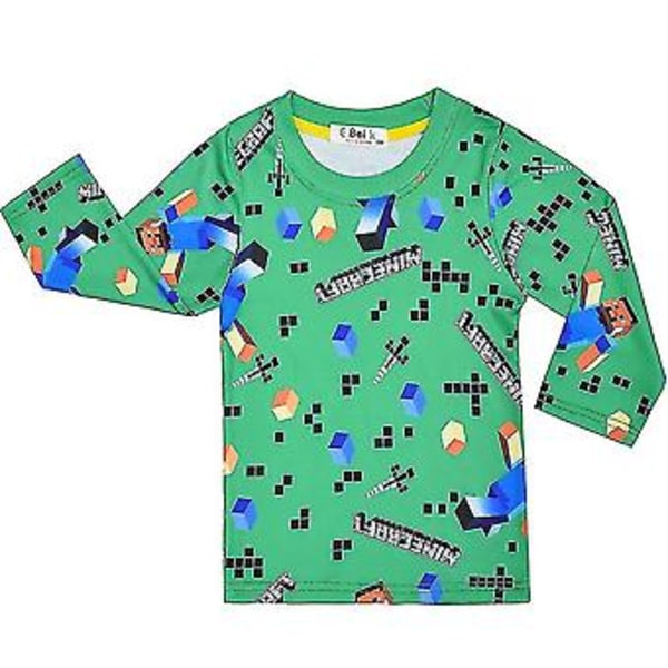 Minecraft Pyjamas Barn Pyjamas Set Långärmad Topp Byxor Sovkläder Grön