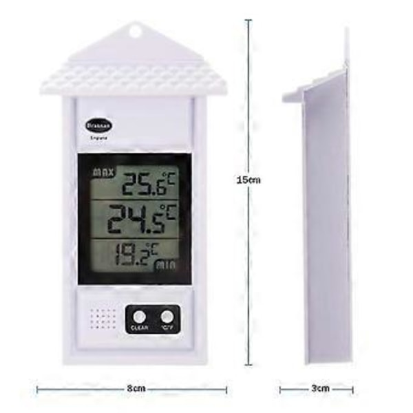 Digital Max Min Växthustermometer - Övervaka Max- och Mintemperaturer i Växthuset, Trädgården eller Hemma för Inomhus- eller Utomhusbruk, Enkel Väggmontering