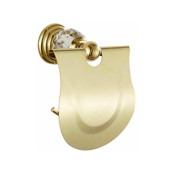 Blank Toiletpapirrulleholder med Klap og Toiletpapirdispenser med Guld Finish Cover Guld Metalvægmontering, Badeværelse Toiletartikler