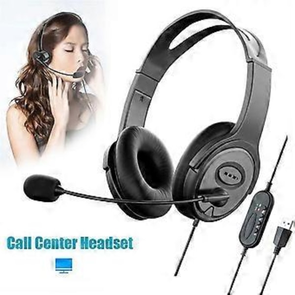 Call Center Headset Stereo Hovedtelefoner med Støjreducerende Mikrofon til Zoom Skype Kontor Call Center Hjemme Podcast