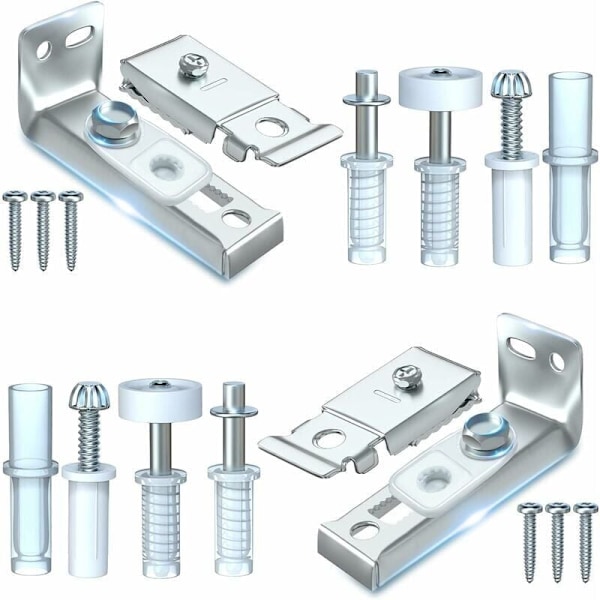 Reparationssæt til hængsler til tofløjede døre - 2-pak reservedele til tofløjede skydedøre til skabe, inklusive øverste og nederste beslag, 3/8\" drejeled, målerhjul
