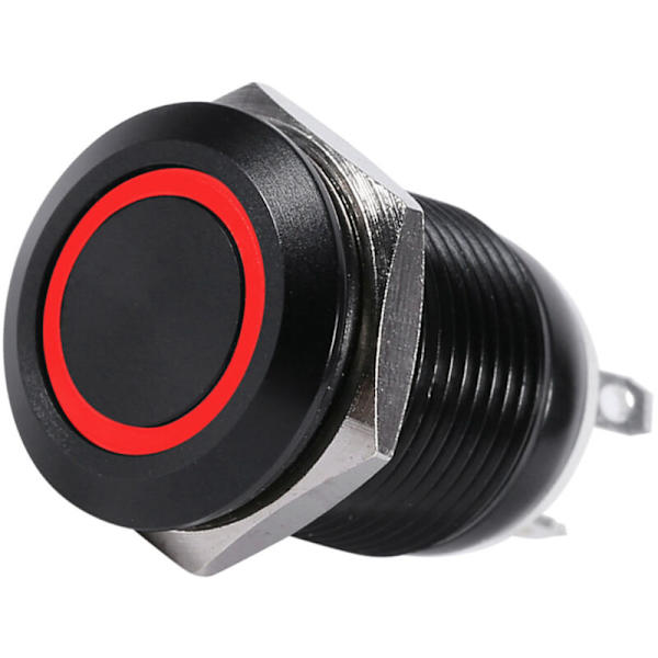 Bil 12mm LED-lys Momentary Trykknap Rocker Switch Sort Hus 2A