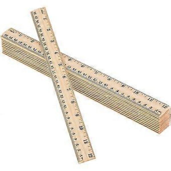 12 stk. Studenter Trælinealer Kontor Målelineal 2 Skalaer (12\" og 30 cm) (4-d-1)