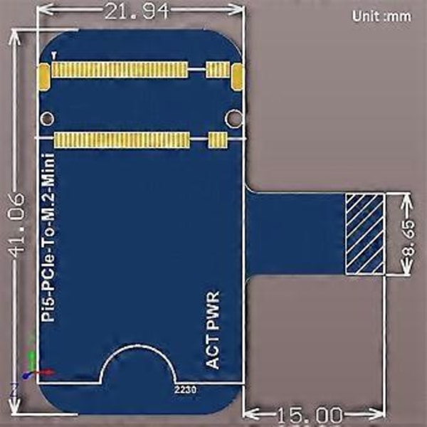 PCIe til M.2 NVMe SSD Mini Board Integreret-FPC & Differentiel Matching Design Pi5-PCIe-2230 til 5, Ingen blæser