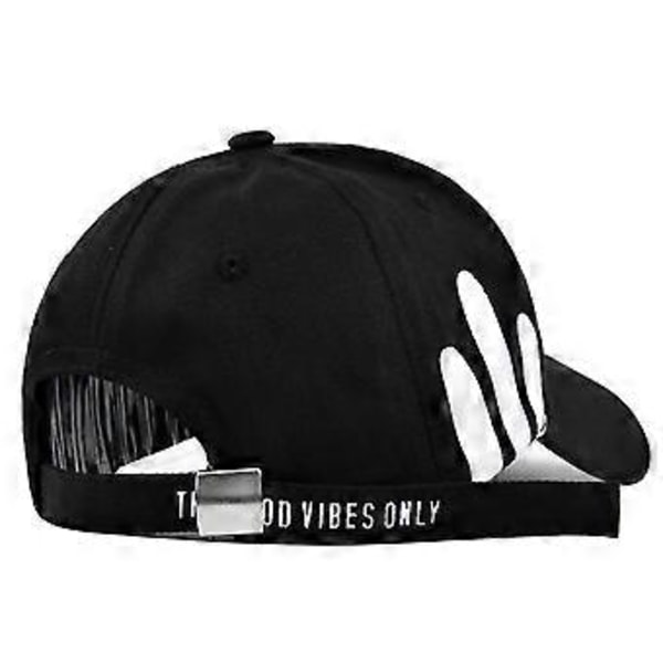 Baseballkasket med graffitiprint, koreansk print, sort hat, studenterhat med bred skygge, buet skygge