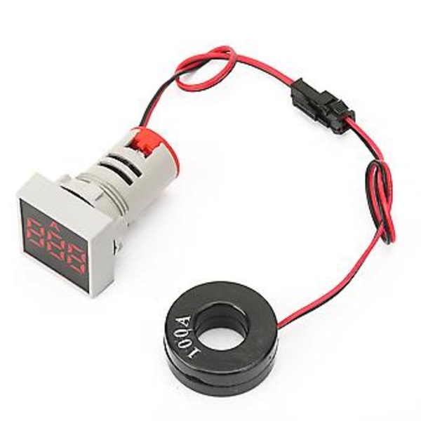 LED Indikatorlampa Mini Digital Strömmätare LED Display Amperemeter Fyrkantig Signallampa (Röd)