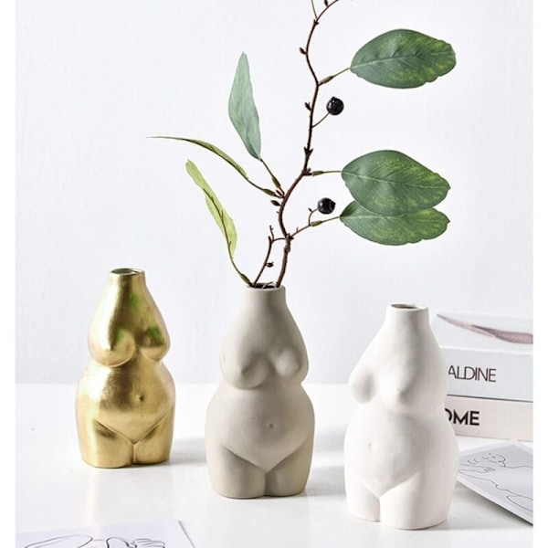 Kvindelig kropsvase kunstdesign keramisk blomsterpot kvindelig torso statue lille vase røgelsesholder til hjemmekontor dekoration boho-indretning