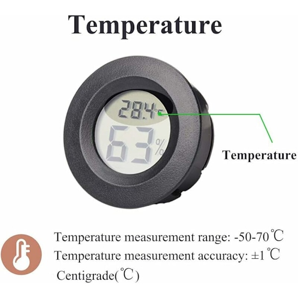 Mini-hygrometrit, 4 kpl Pieni digitaalinen lämpömittari Hygrometrit Monitori Sisä- ja ulkoilman kosteusmittari Auto Kasvihuone Koti Kellari Musta