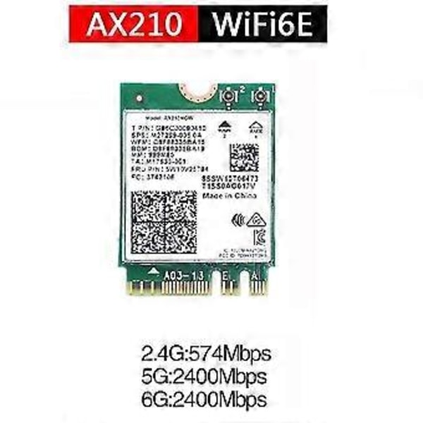 Wi-Fi 6e Ax210 langaton kortti 2400mbps Bluetooth 5.2 työpöytäsarja 802.11ax 2.4g/5ghz/6ghz Ax210ngw,wi
