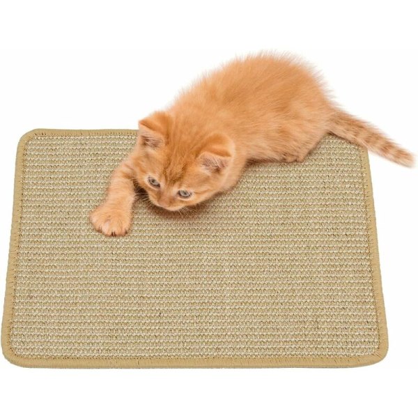 Kattskrapsmatta, Naturlig Sisal Skrapmatta Anti-halk Kattungeskrapa för husdjur Liggunderlag Skyddar möbler Golvvägg (30 x 40)