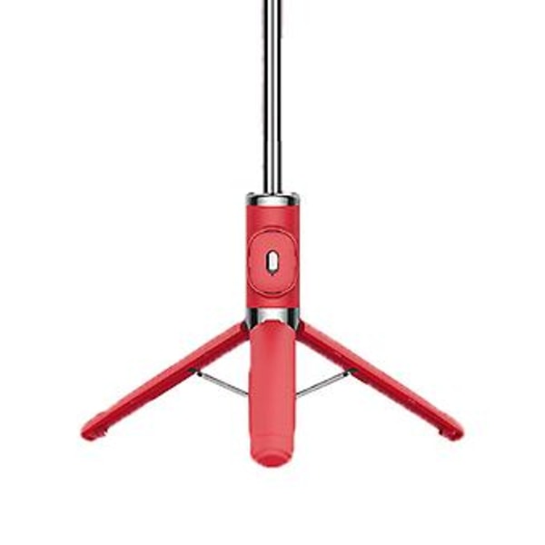 104 cm Telefon Tripod med Dobbelt Foldbart Udfyldningslys og Bluetooth Fjernbetjening til Selfie Live Broadcast Rød