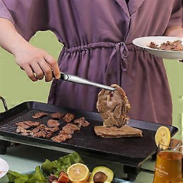 304 Rostfritt Stål Biffklämma Köksredskap Pannkaksgrill Spatelklämma Grilltång Stekt Fisklämma Svart