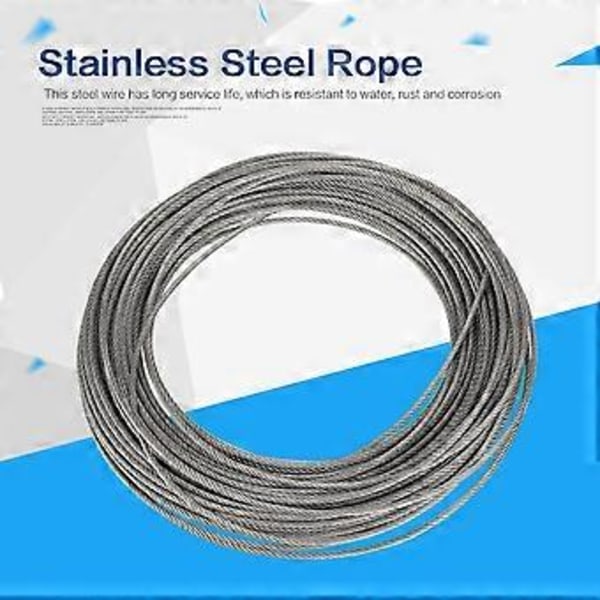 1 stk. 20 m 304 rustfrit stål kabel wire reb hård ståltråd til fiskeri løft 2,5 mm