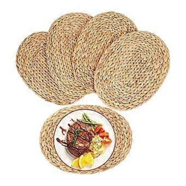 Soikeat kudotut tabletit, luonnonmukaiset vesihyasintti tabletit, oljesta punotut rottinkitabletit, 30x40 cm, 4 kpl