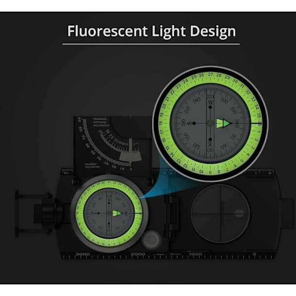 Kompass, Professionell Militär Vandringskompass, Metallsiktekompass med Odometer, Navigationskompass (En Del)