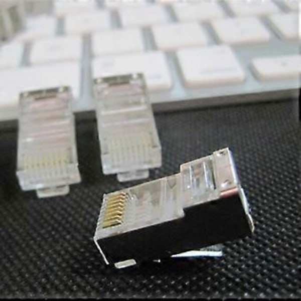 10 stk. Skjermede RJ45-kontakter Modulær Plugg - FTP 8P8C Nettverk RJ 45 Kabel Krymp Ethernet-kontakt