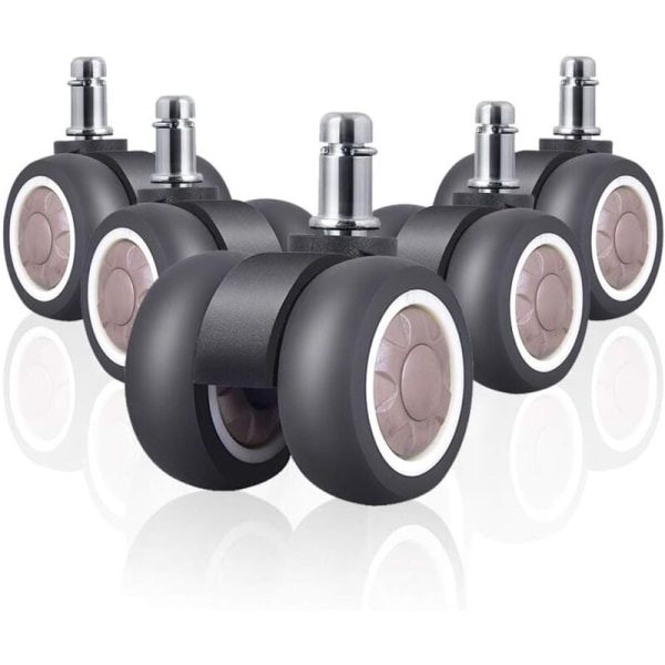 Office Chair Casters 5 Pack with TPR Casters Double Wheel Universal Replacement Rubber Quiet and Safe for Different Floors, Heavy Duty 250kg