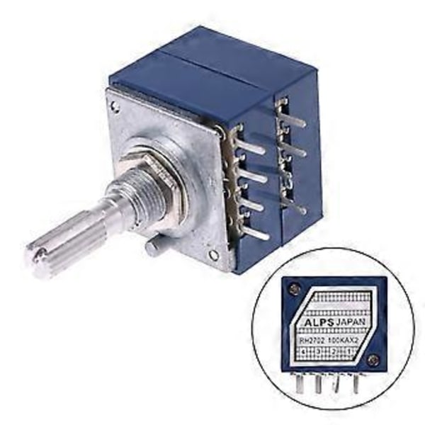 Potentiometer RH2702 8-stiftad tandad delad axel 6MM Precision 27-typ A100K 100K