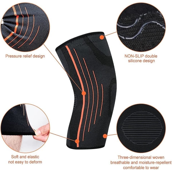 Andningsbara knäskydd, 2 st knäskydd, elastiska knäskydd för knäskydd (39-43 cm)