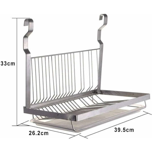 Ruostumattomasta teräksestä valmistettu taittuva seinälle kiinnitettävä astiateline (39,5 x 26,5 x 5,5 cm)