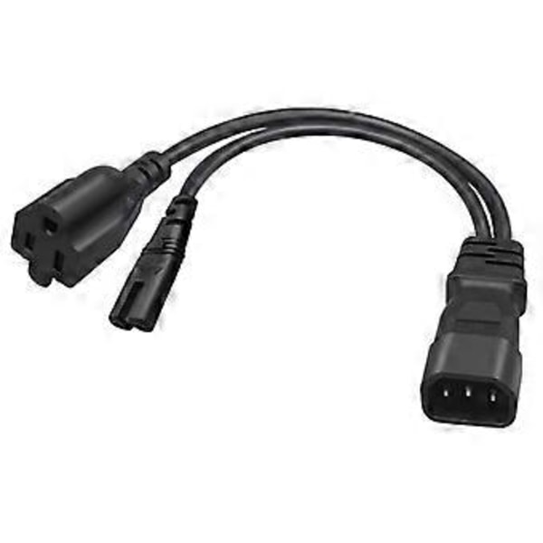 C14 Han til C7 + 5-15R Hun Y Splitter AC Konverteringskabel til Printer Scanner