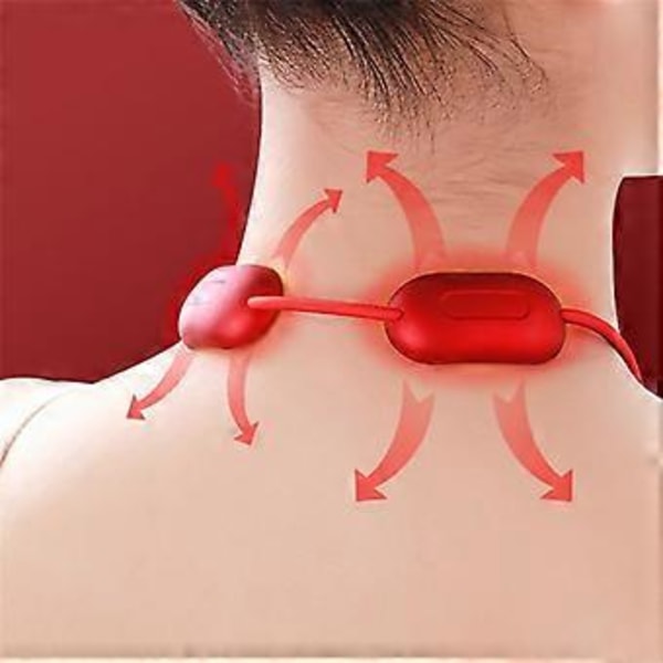 Smart Hängande Nackmassageapparat Värme TENS EMS Halsband Mikroström Axel Rygg Knådning Lågfrekvens Relaxi (Svart)