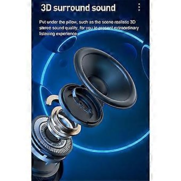 Bluetooth-högtalare för under kudden, benledningsljudlåda, uppladdningsbar trådlös stereoljudlimpa, vitt brus-högtalare, svart
