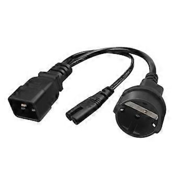 1 stk. IEC C20 Han til C7 + EU4.8MM Hun Splitter Adapter Kabel Ledning C20 Splitter