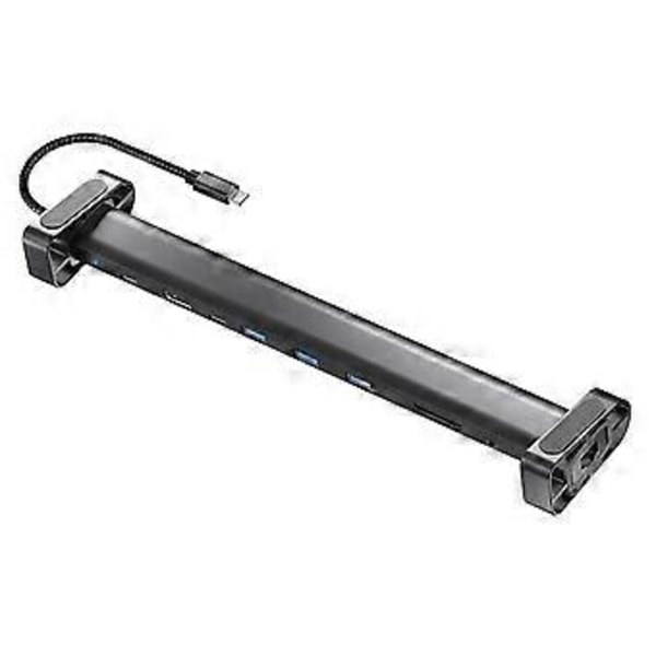 10 i 1 USB C Hub Multiport Adapter Portabel Dongel 4K PD 100W USB 3.0 Gigabit Ethernet RJ45 Dockningsstation Laptopställ