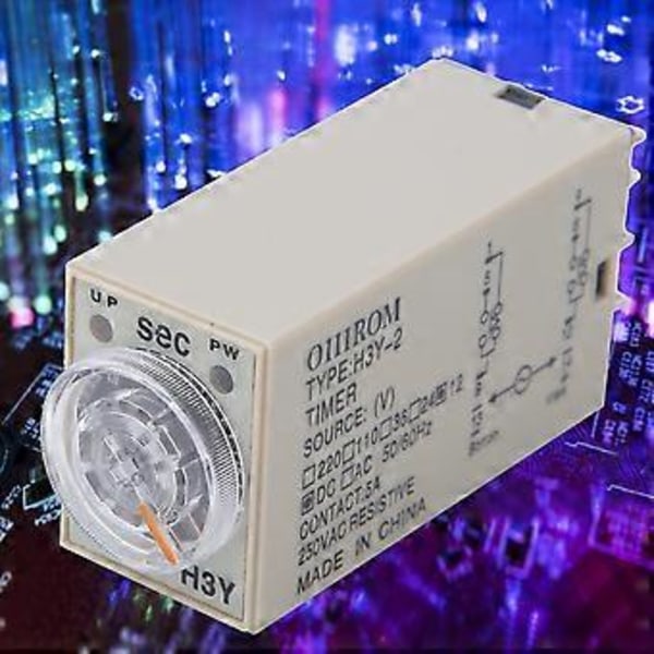 Tidsrelé 8 Pins H3Y-2 Justerbar Transparent Skive Hvitevarer Elektrisk Utstyr 0-3s 220VAC